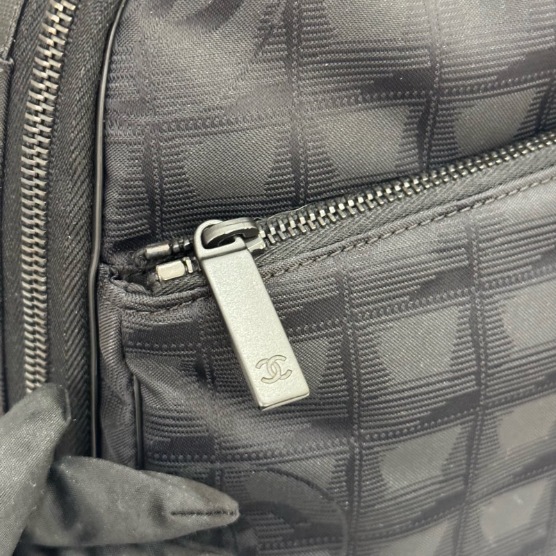 Chanel 黑色黑扣冰格行李箱-28