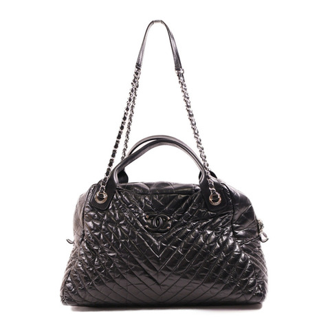 CHANEL 牛皮皮革Shoulder Bag銀扣手挽肩背兩用袋