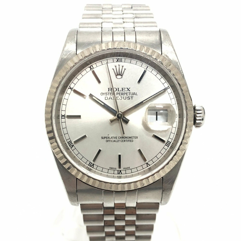 ROLEX 勞力士 16234 Datejust Y 系列自動日期腕錶 SS 白金男式銀色-0
