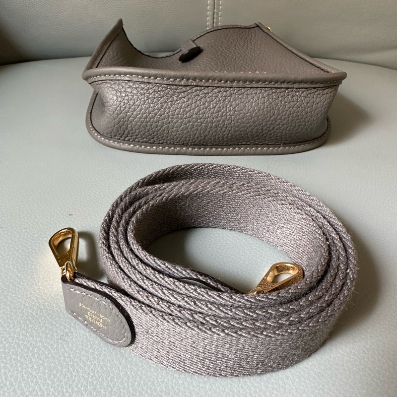 📍【愛馬仕伊芙琳大象灰 Mini 16 金扣】U刻輕微使用痕跡-5