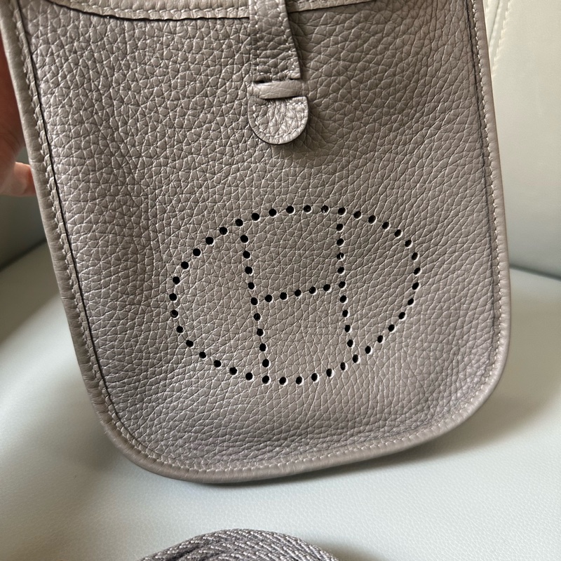 📍【愛馬仕伊芙琳大象灰 Mini 16 金扣】U刻輕微使用痕跡-8