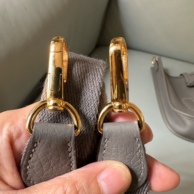 📍【愛馬仕伊芙琳大象灰 Mini 16 金扣】U刻輕微使用痕跡-12