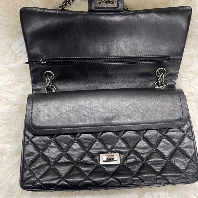 Chanel 黑銀2.55 肩背包-17