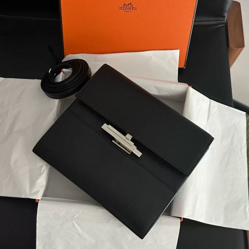 ✨hermes cinhetic to go黑銀山羊皮盒子大號斜背包,D刻 18×18cm, 98新 配件:塵袋盒子-4