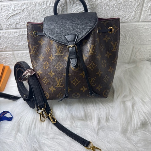 LV 路易威登 MONTSOURIS BB 經典老花 帆布牛皮 雙肩包 束繩後背包 M45516