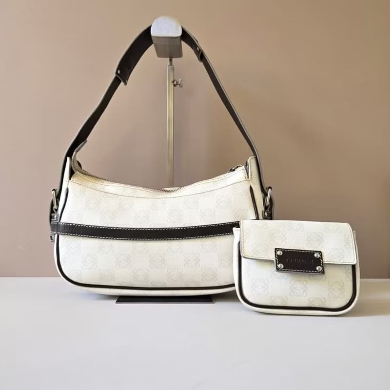 【LA LUNE】絕版古董包 Loewe老花親子皮革包 腋下包 側背包 單肩包 中古包-1