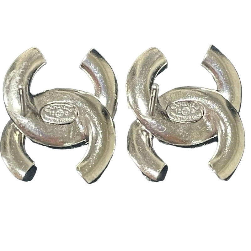 Chanel CC earrings 12C 香奈兒藍色水鑽銀色耳環-7