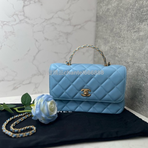 💗香緹國際精品💗 CHANEL 23A handle baby blue 包況極好