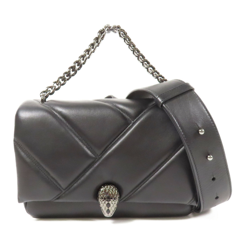 BVLGARI 【激減優惠】羊皮皮革Chain Shoulder銀扣鏈帶手挽肩背兩用袋-0