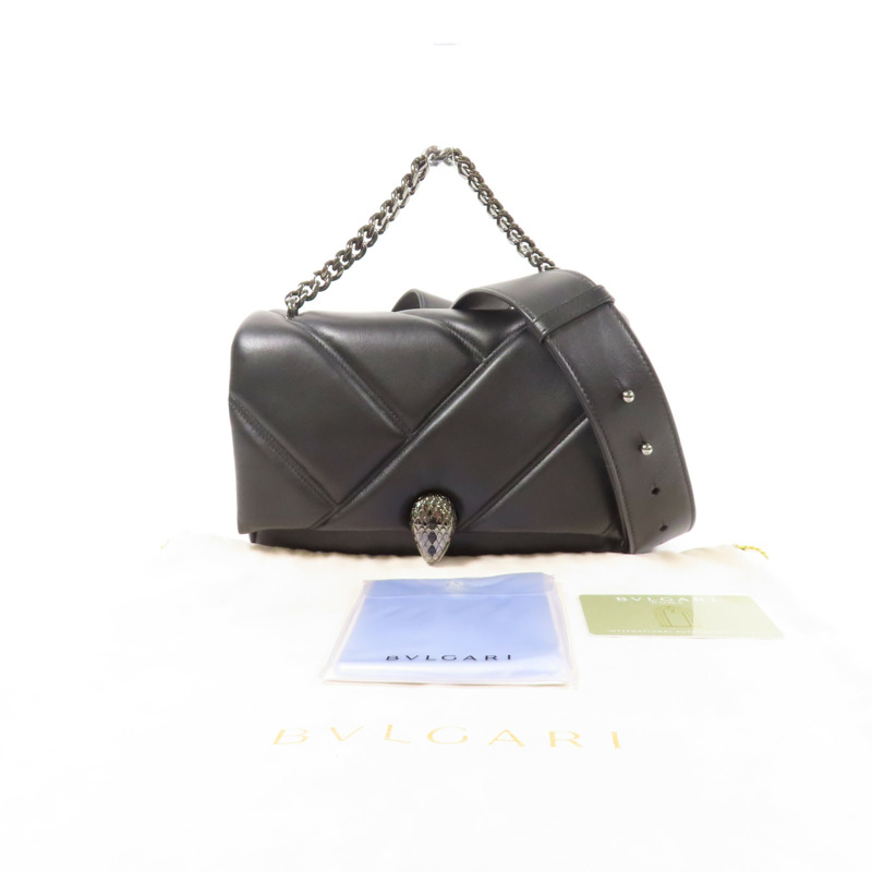 BVLGARI 【激減優惠】羊皮皮革Chain Shoulder銀扣鏈帶手挽肩背兩用袋-10