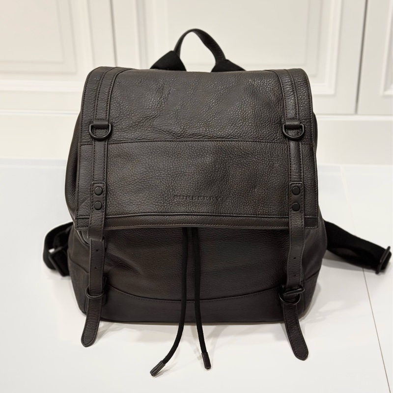 BURBERRY 咖啡色 牛皮 後背包 雙肩包 肩背包 手提包 筆電包-0
