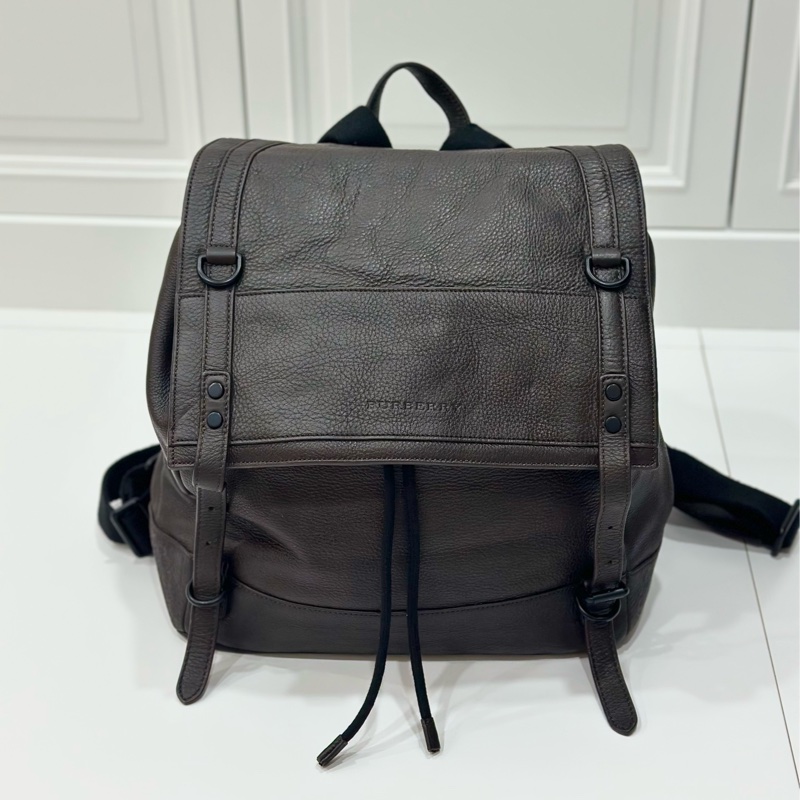 BURBERRY 咖啡色 牛皮 後背包 雙肩包 肩背包 手提包 筆電包-5