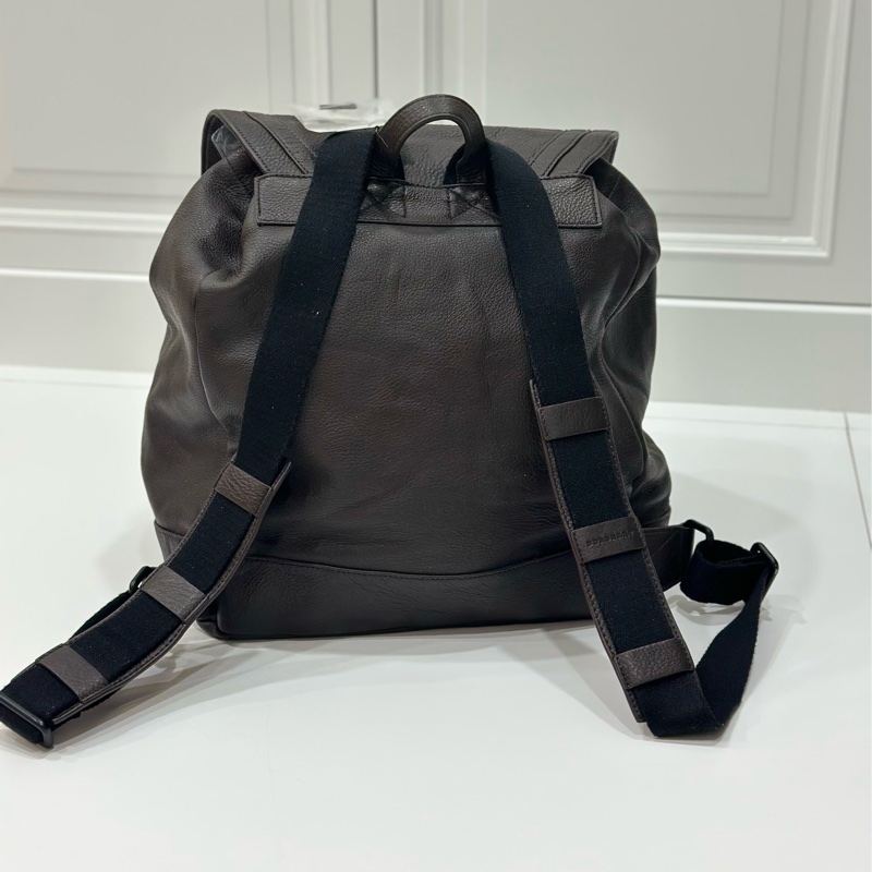 BURBERRY 咖啡色 牛皮 後背包 雙肩包 肩背包 手提包 筆電包-8