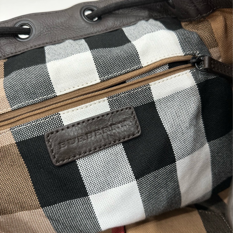 BURBERRY 咖啡色 牛皮 後背包 雙肩包 肩背包 手提包 筆電包-21
