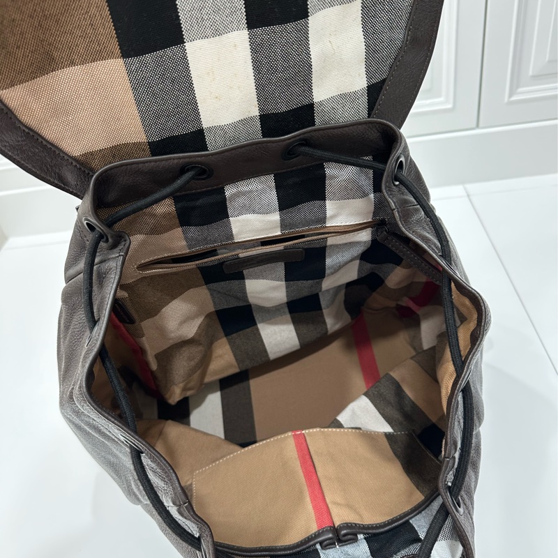 BURBERRY 咖啡色 牛皮 後背包 雙肩包 肩背包 手提包 筆電包-22