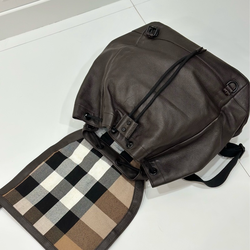 BURBERRY 咖啡色 牛皮 後背包 雙肩包 肩背包 手提包 筆電包-28