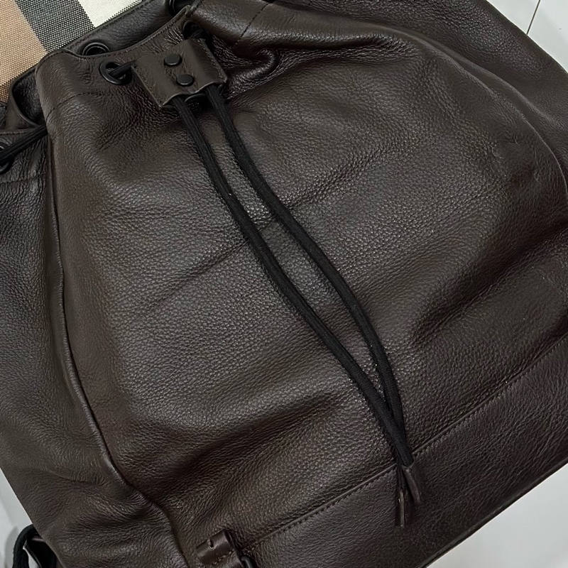 BURBERRY 咖啡色 牛皮 後背包 雙肩包 肩背包 手提包 筆電包-40