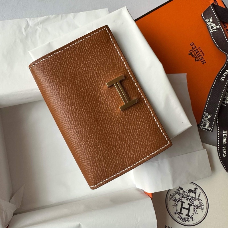 Hermes mini Bearn 金棕金釦 皮夾 卡夾-0