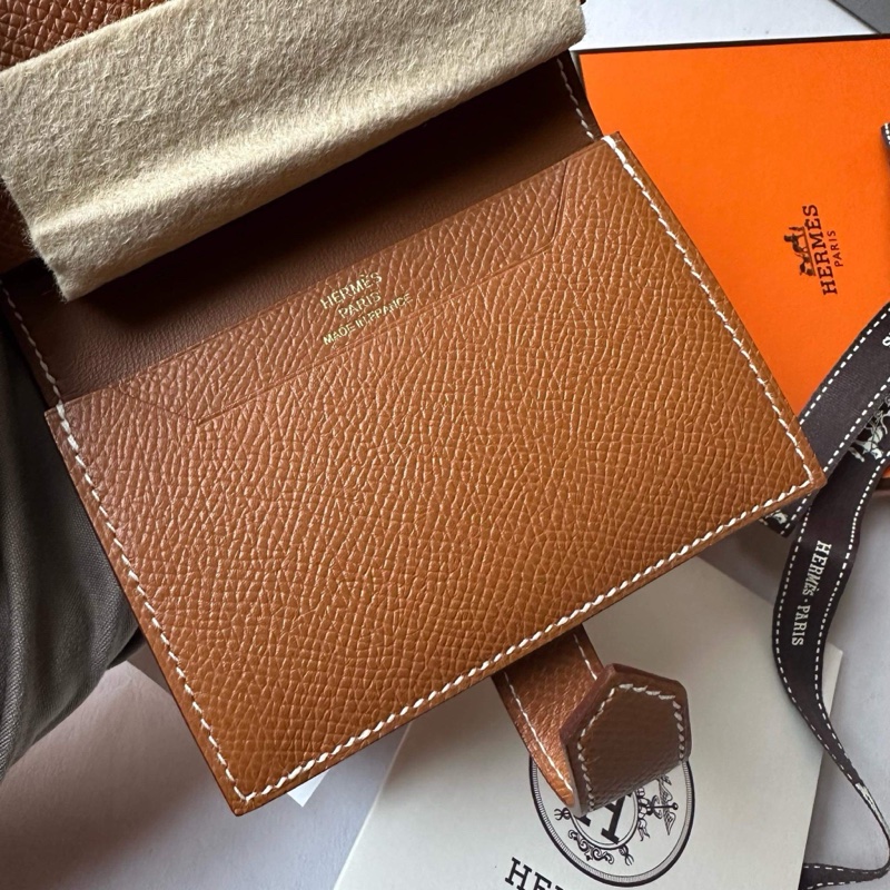 Hermes mini Bearn 金棕金釦 皮夾 卡夾-3
