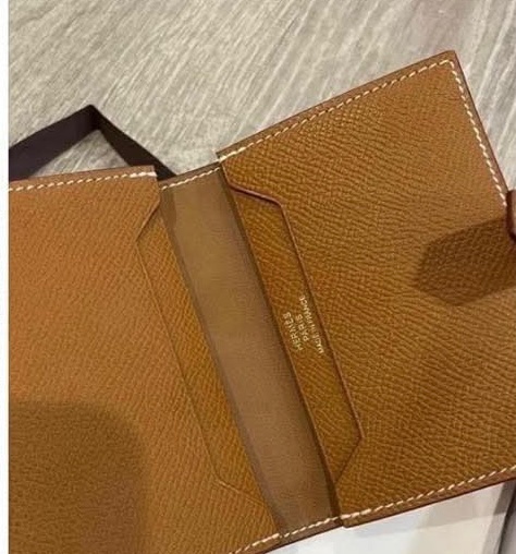 Hermes mini Bearn 金棕金釦 皮夾 卡夾-5