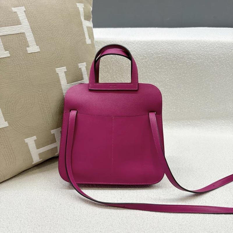 98新 Hermes 愛馬仕 halzan21 mini C刻 Swift皮 L3玫瑰紫 銀扣-2