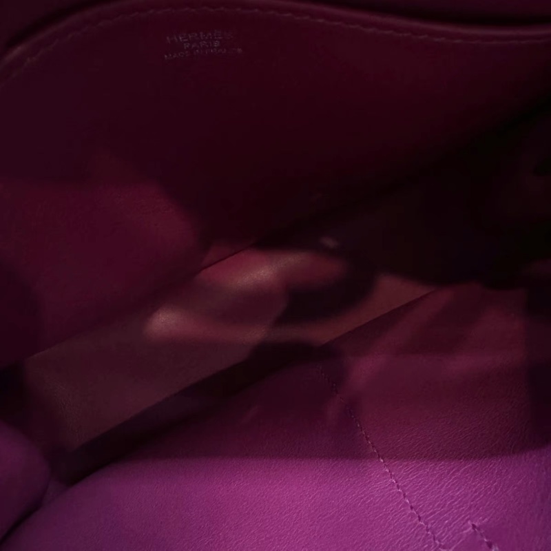 98新 Hermes 愛馬仕 halzan21 mini C刻 Swift皮 L3玫瑰紫 銀扣-8