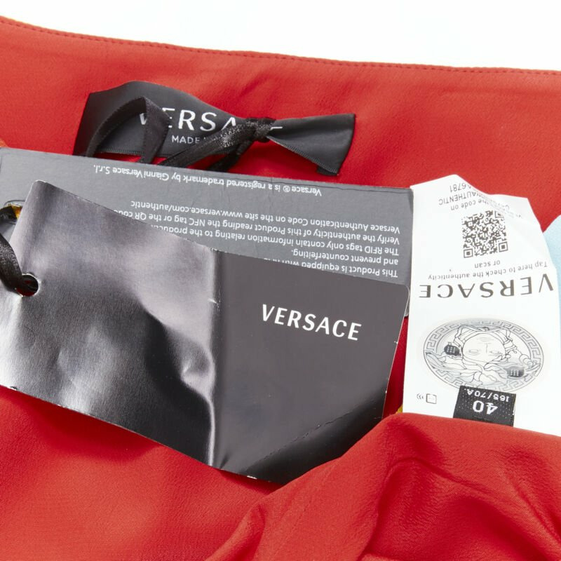 new VERSACE Pop Acantus Barocco gold Medusa safety pin slit mini skirt IT40 S-7