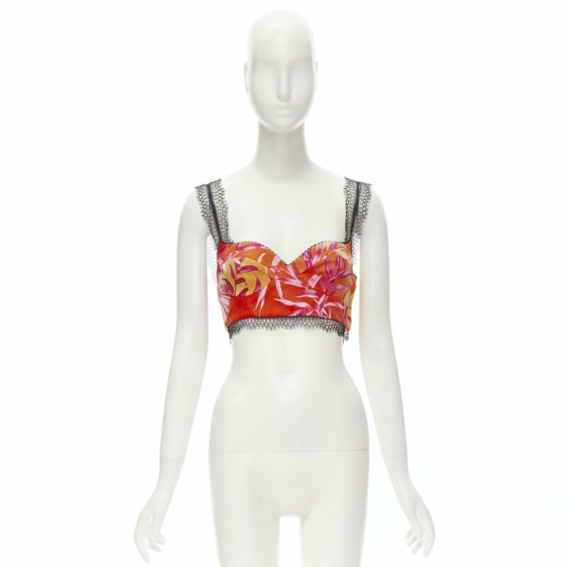 VERSACE 2020 Iconic JLo Jungle print pink tropical bralette IT36 XXS-6