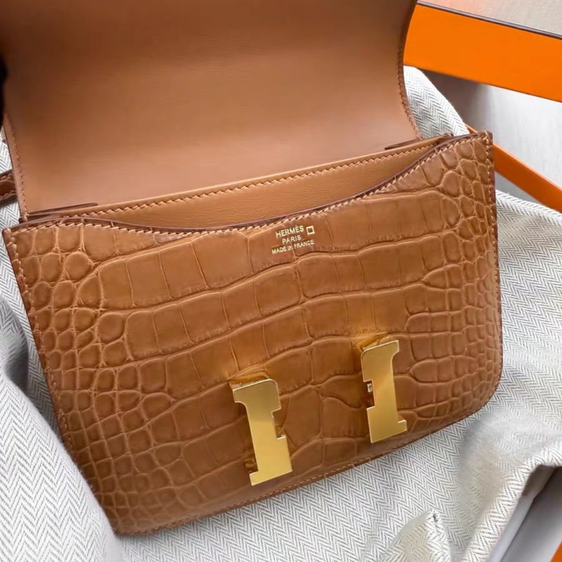 有購證💓 愛馬仕hermes mini constance 康康19 金棕金霧面鰐魚 B刻 全新-1