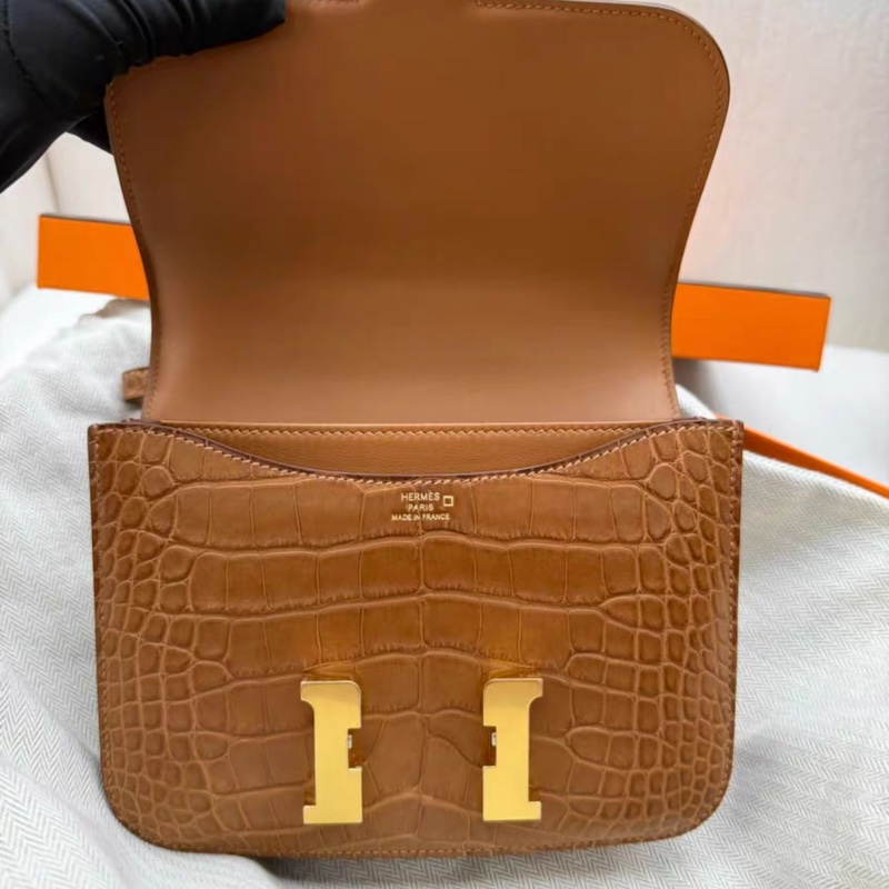 有購證💓 愛馬仕hermes mini constance 康康19 金棕金霧面鰐魚 B刻 全新-2