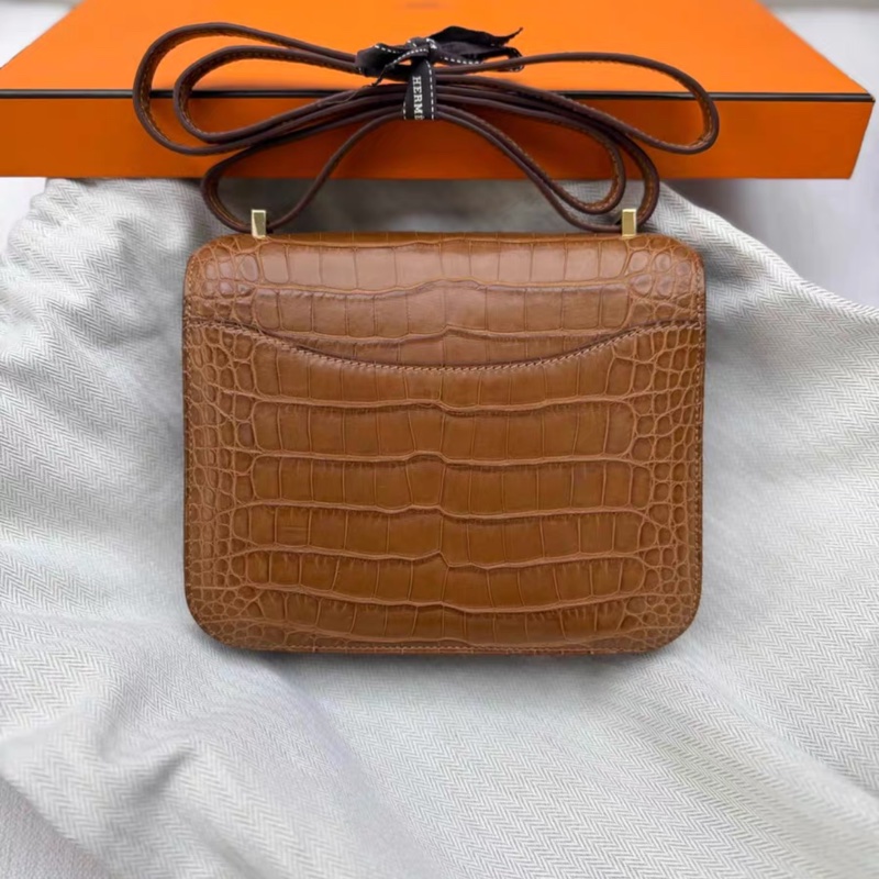 有購證💓 愛馬仕hermes mini constance 康康19 金棕金霧面鰐魚 B刻 全新-3