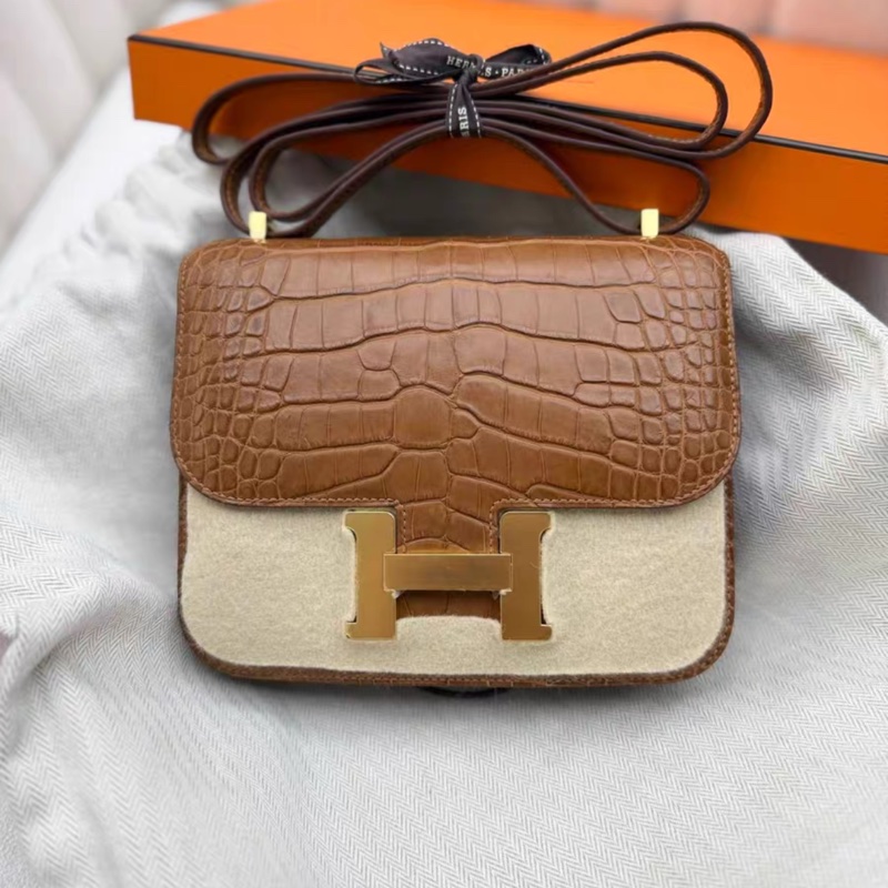 有購證💓 愛馬仕hermes mini constance 康康19 金棕金霧面鰐魚 B刻 全新-4