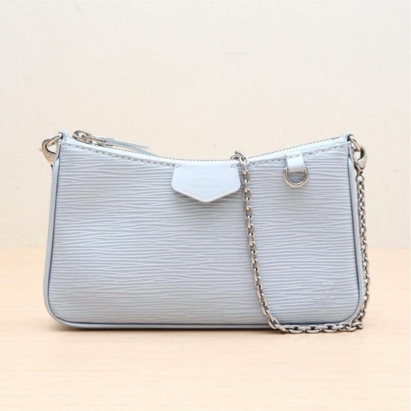 LOUIS VUITTON(路易威登) Easy pouch 腋下單肩包 淺藍色 EPI水波紋牛皮-6