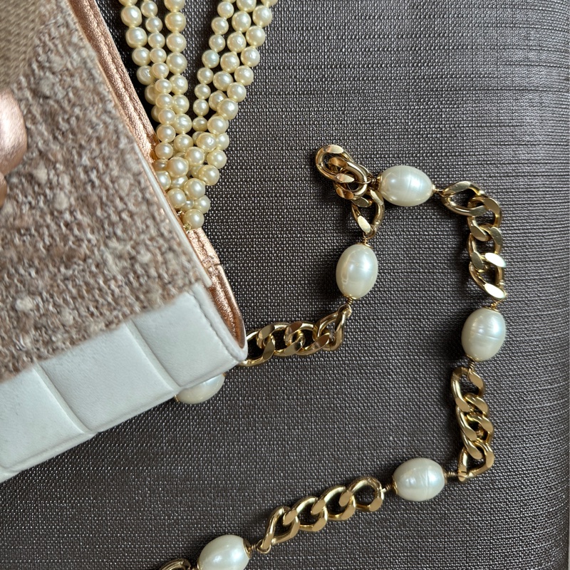 Chanel 珍珠鏈條肩背包 限量款  贈皮革保養油-1