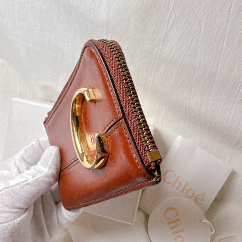 二手Chloe焦糖棕拉鍊卡片零錢包 Chloe包 Chloe零錢包 Chloe錢包 Chloe皮夾 精品卡片包-4