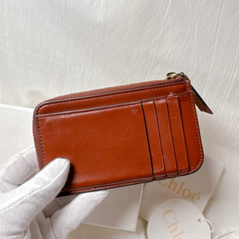 二手Chloe焦糖棕拉鍊卡片零錢包 Chloe包 Chloe零錢包 Chloe錢包 Chloe皮夾 精品卡片包-6
