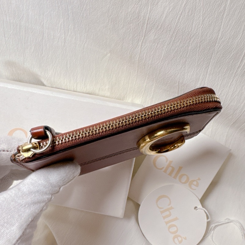 二手Chloe焦糖棕拉鍊卡片零錢包 Chloe包 Chloe零錢包 Chloe錢包 Chloe皮夾 精品卡片包-10