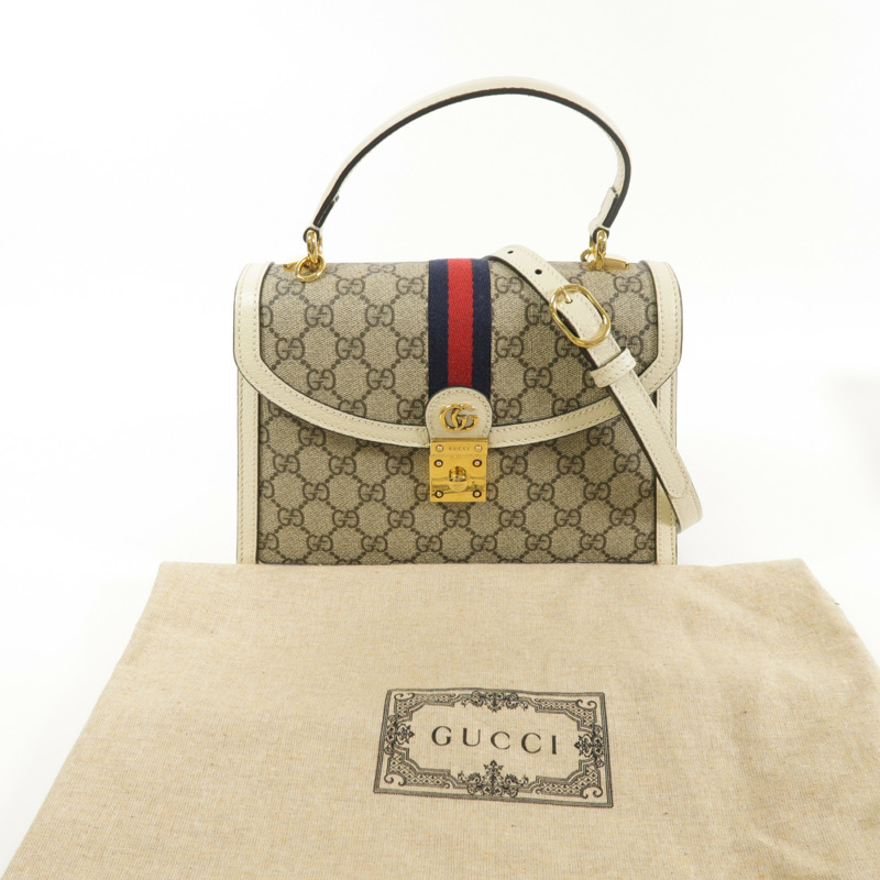 GUCCI 塗層帆布2 Way Shoulder金扣手挽肩背兩用袋-9