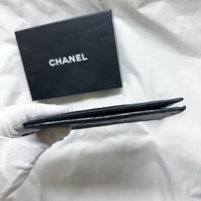 二手Chanel香奈兒銜縫菱格羊皮中夾 香奈兒護照套 香奈兒中夾-8