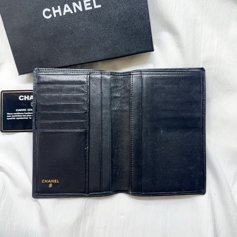 二手Chanel香奈兒銜縫菱格羊皮中夾 香奈兒護照套 香奈兒中夾-10