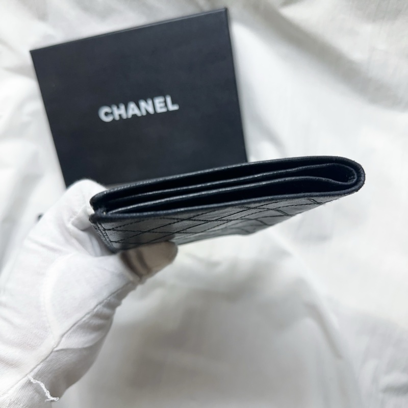 二手Chanel香奈兒銜縫菱格羊皮中夾 香奈兒護照套 香奈兒中夾-17