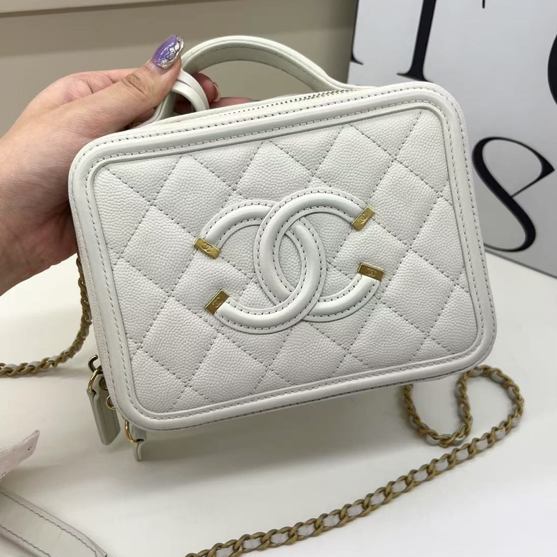香奈兒Chanel vanity case相機包 化妝箱 白色-0