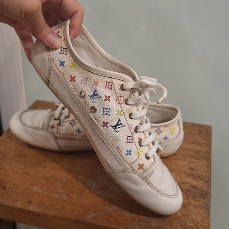✨Louis Vuitton × 村上隆 白彩休閒鞋✨-4