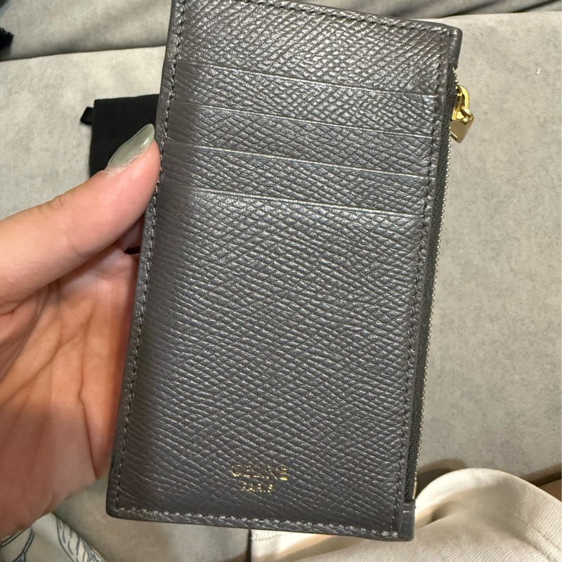 降價Celine 卡夾零錢包 大象灰 短夾 拉鍊零錢包-0