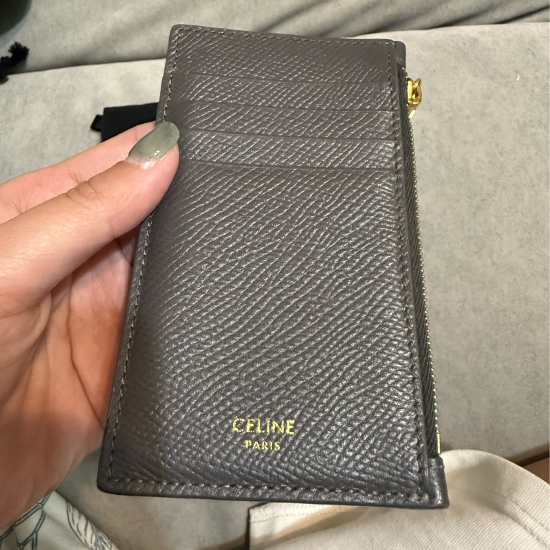 降價Celine 卡夾零錢包 大象灰 短夾 拉鍊零錢包-1