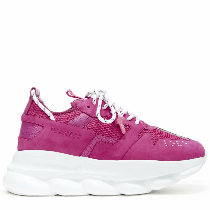 VERSACE Chain Reaction Blowzy pink suede low top chunky sneaker EU43 US10-1