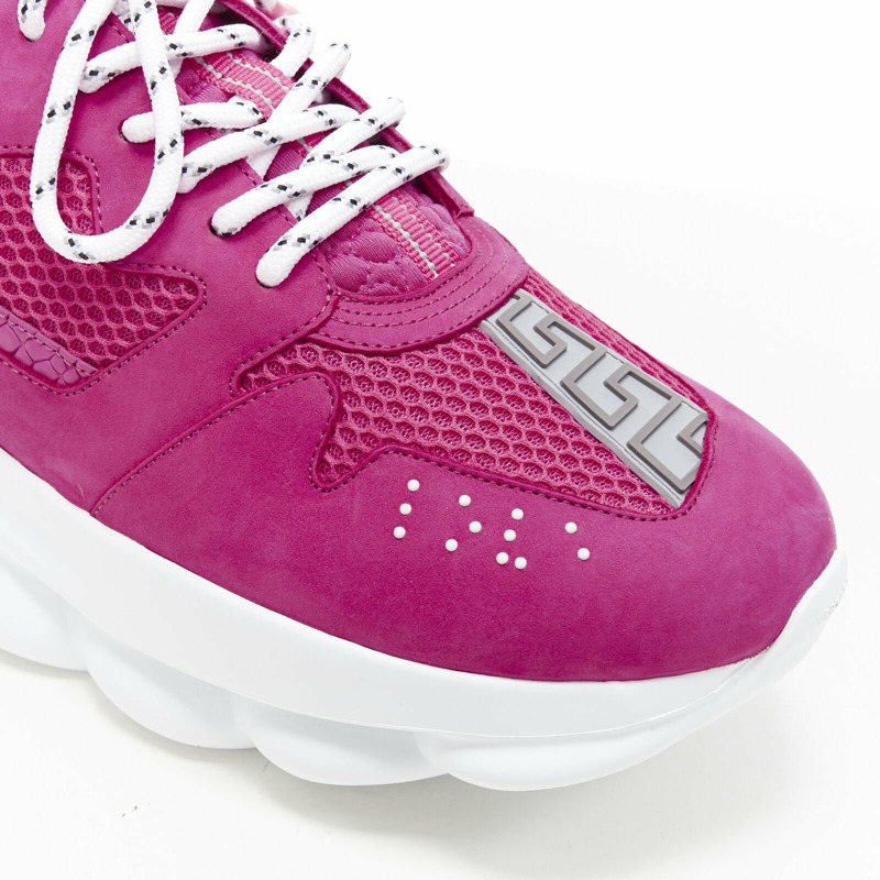 VERSACE Chain Reaction Blowzy pink suede low top chunky sneaker EU43 US10-6