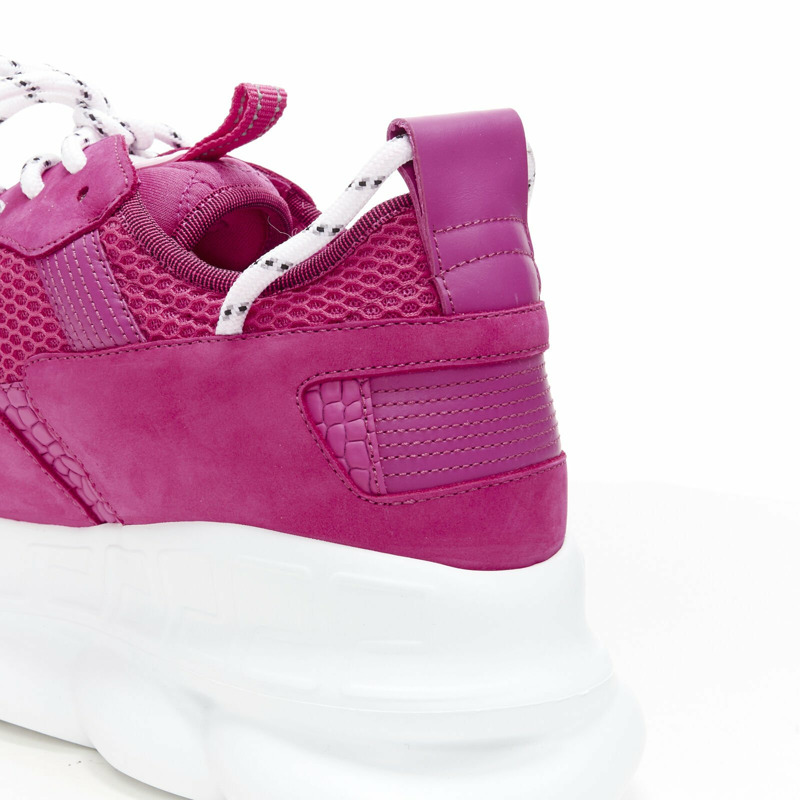 VERSACE Chain Reaction Blowzy pink suede low top chunky sneaker EU43 US10-8