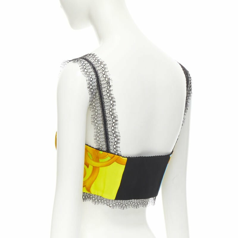 new VERSACE Barocco Acanthus Pop lace boned bustier bralette crop top XS IT38-5
