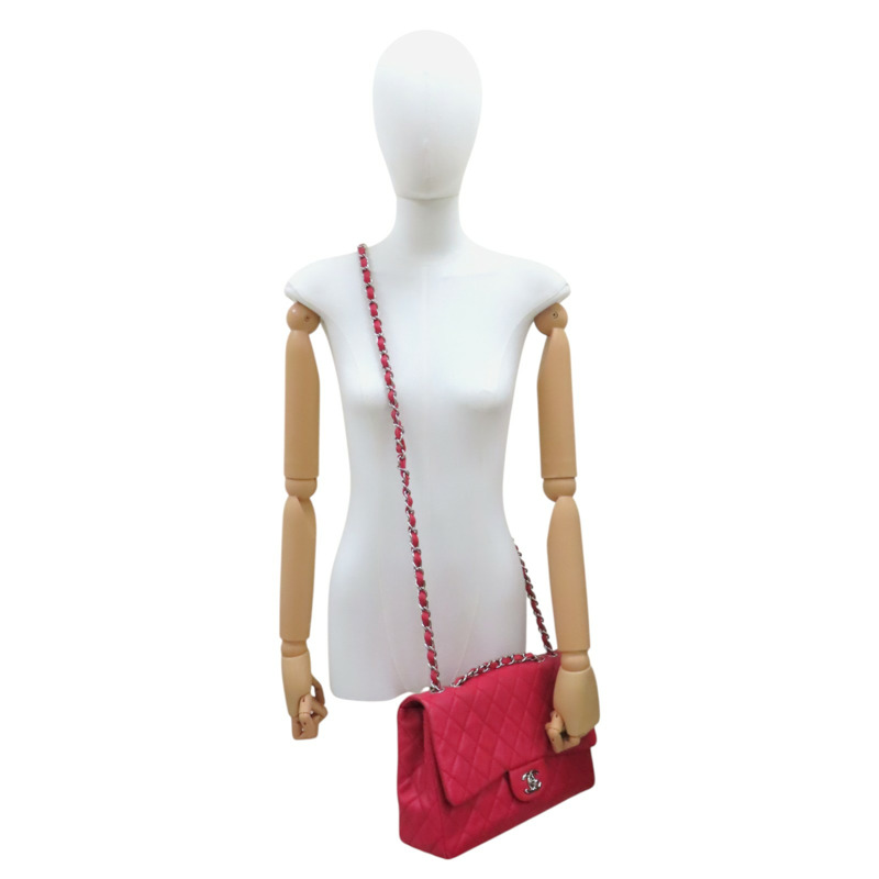 紅色荔枝紋皮革 JUMBO COCO 肩背 A58600-13